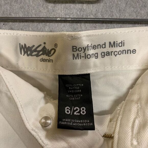 Mossimo denim boyfriend midi shorts womens 6/28 white distressed - Picture 3 of 8